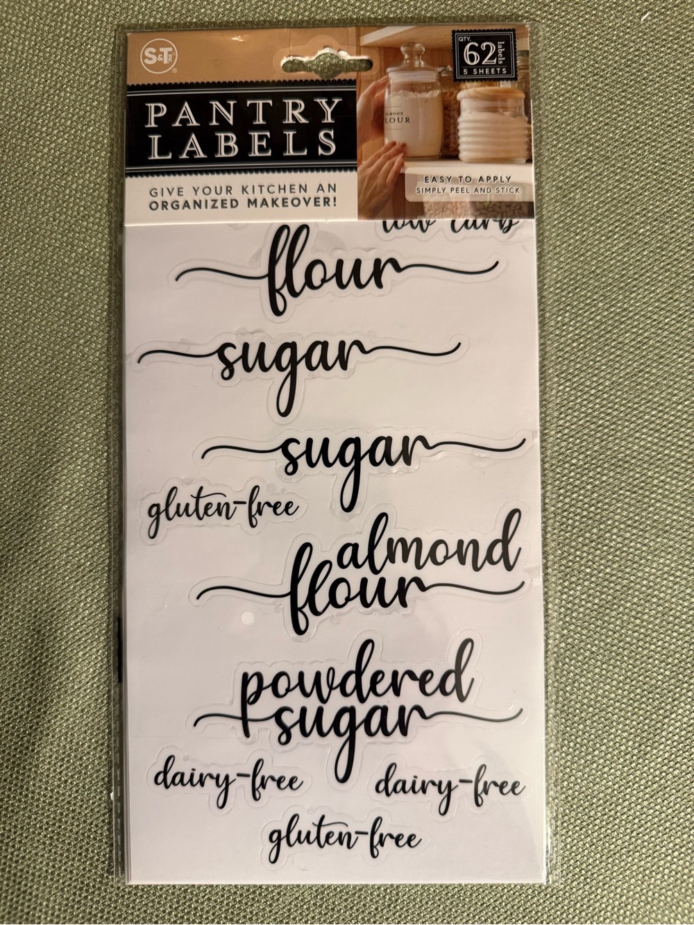 🌞 4/$20 - Pantry Labels Sticker Set - 62 Black Script Labels - Kitchen Organizer